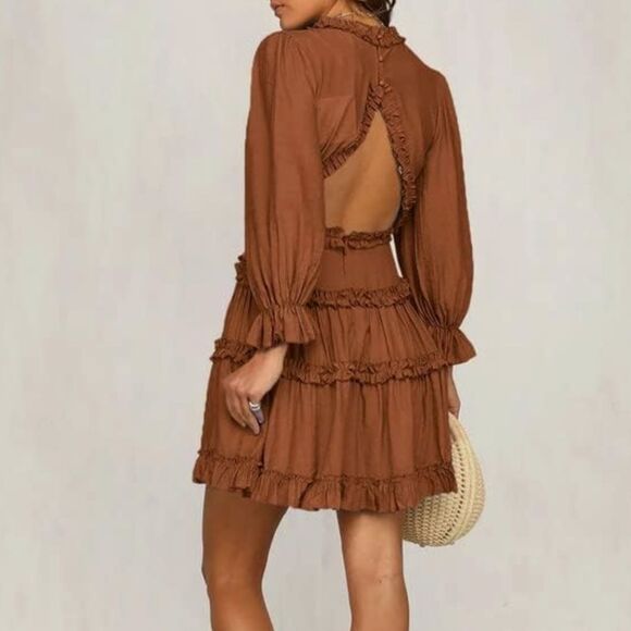 Deep V Neck Mini Dress​ - Picture 4 of 7